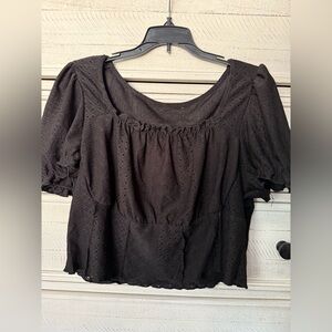 SHEIN Black Eyelet Blouse